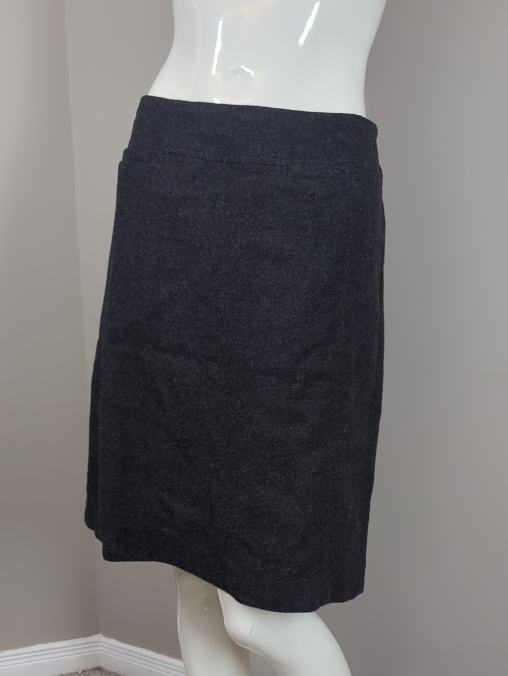 MaxMara Charcoal Wool Midi Skirt Size 10